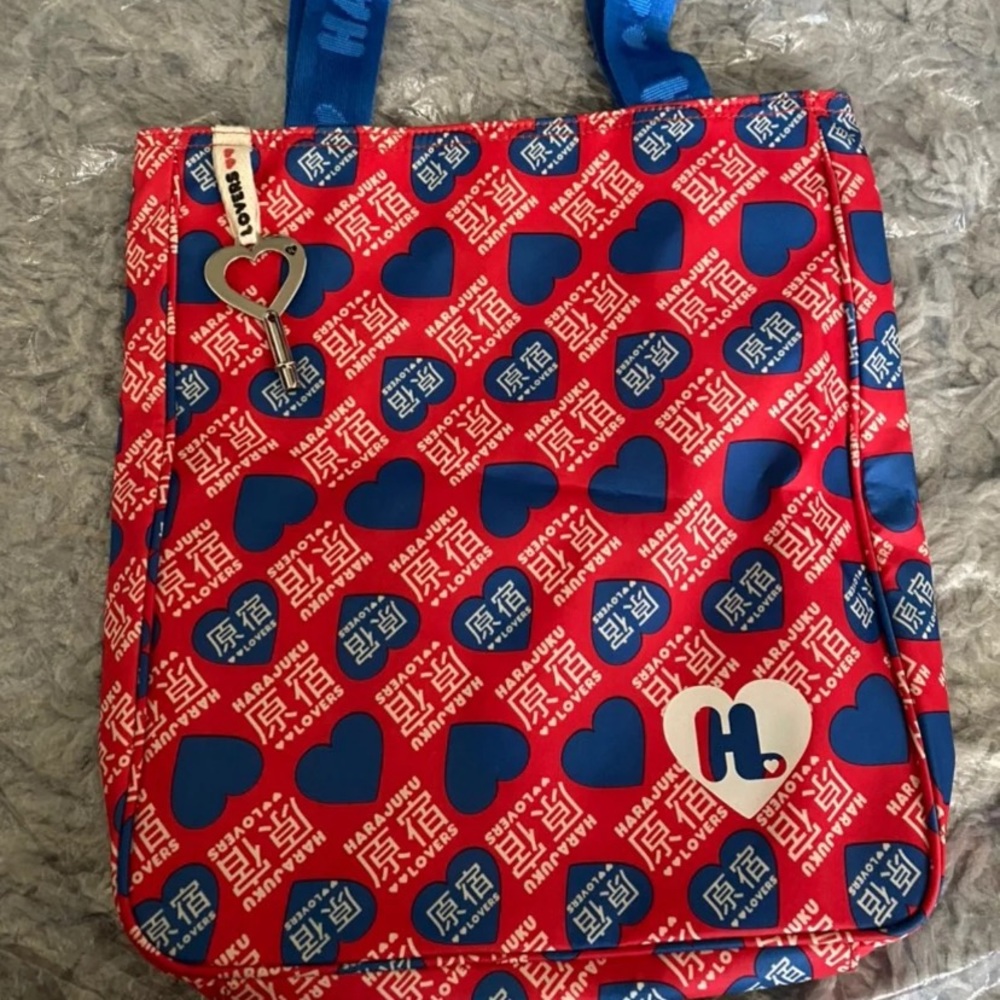 Harajuku Lovers red & blue heart tote bag
